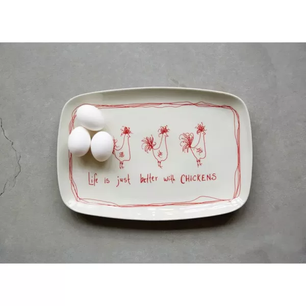 3R Studios "Life is Just Better with Chickens" Stoneware Platter