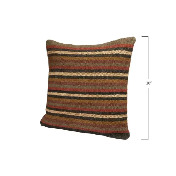 3R Studios Multicolor Striped Kilim Jute and Wool Blend 18 in. x 18 in. Throw Pillow