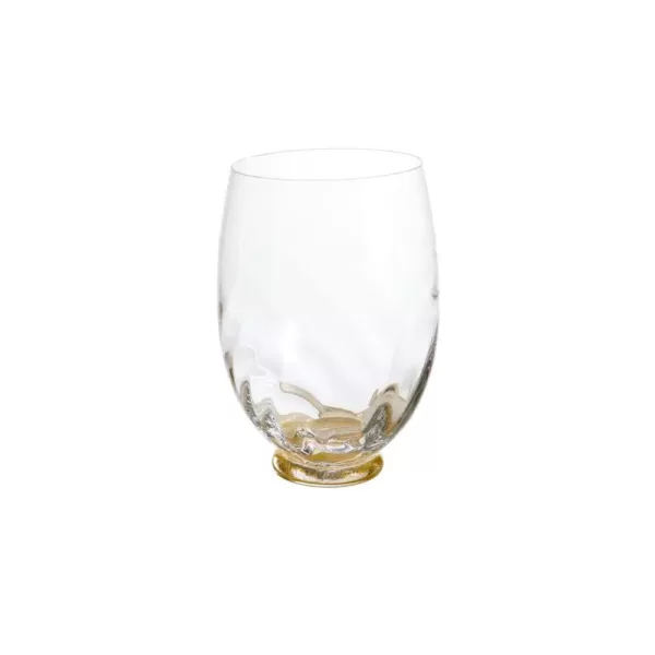 Abigails Elisa White Wine Stemless Wine Glass, Clear with Gold