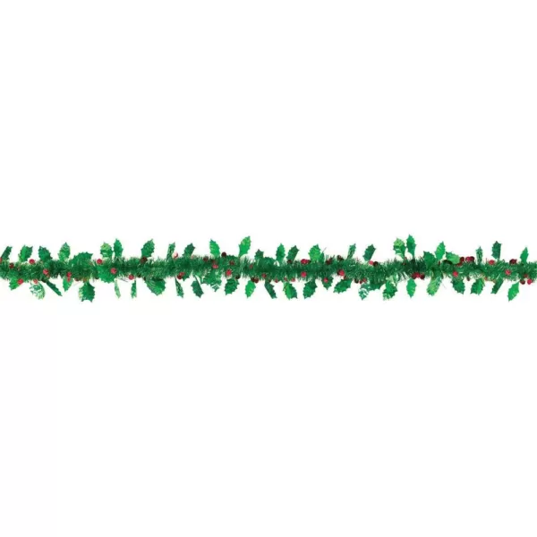 Amscan 9 ft. Christmas Holly and Berry Tinsel Garland (7-Pack)