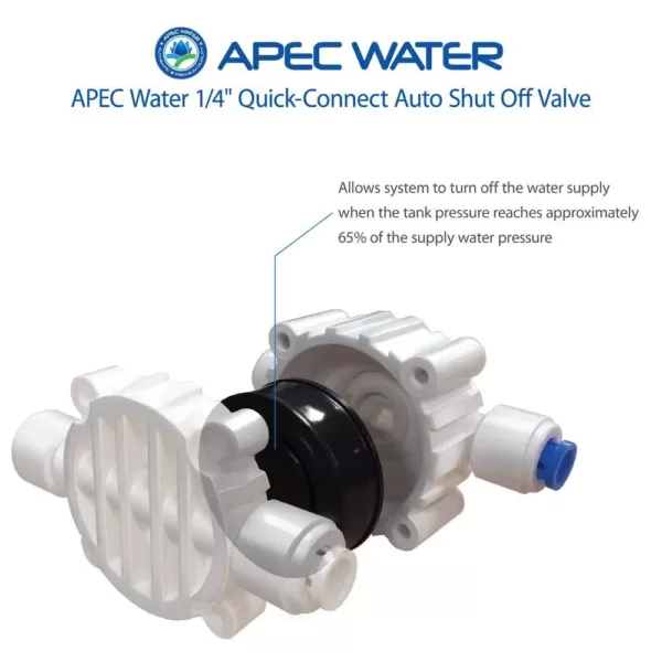 APEC Water Systems Auto Shut Off Valve with 1/4 in. Quick Connect for Reverse Osmosis Water Filtration System
