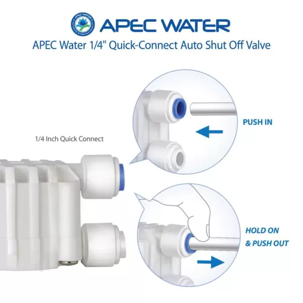 APEC Water Systems Auto Shut Off Valve with 1/4 in. Quick Connect for Reverse Osmosis Water Filtration System
