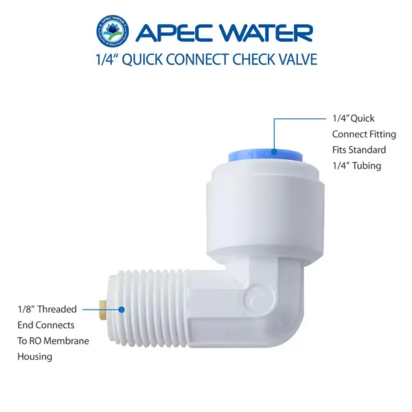 APEC Water Systems 1/4 in. Quick Connect Check Valve for Reverse Osmosis Water Filtration System