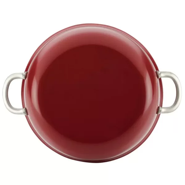 Ayesha Curry Home Collection 7.5 qt. Aluminum Nonstick Stock Pot in Sienna Red with Glass Lid