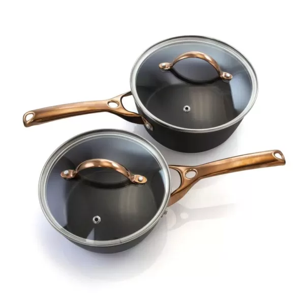 Oster Allsberg 10-Piece Aluminum Nonstick Cookware Set in Black and Bronze