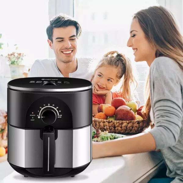 Costway 3.5 Qt. Electric Stainless Steel Air Fryer Oven Oilless Cooker 1300-Watts Auto Shut Off