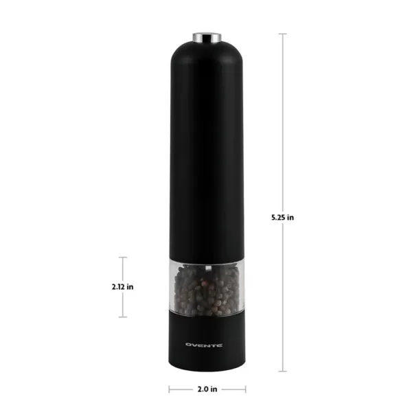 Ovente Salt and Pepper Grinder Set, Battery Operated 4 AA, Black and White