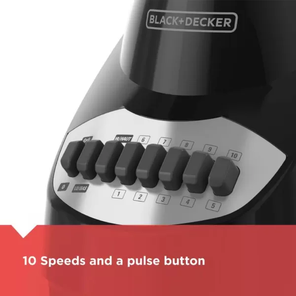 BLACK+DECKER 40 oz. 10-Speed Black Countertop Blender
