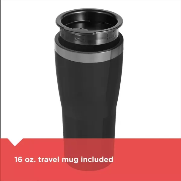 BLACK+DECKER Black Single Serve Drip Coffee Maker with Travel Mug