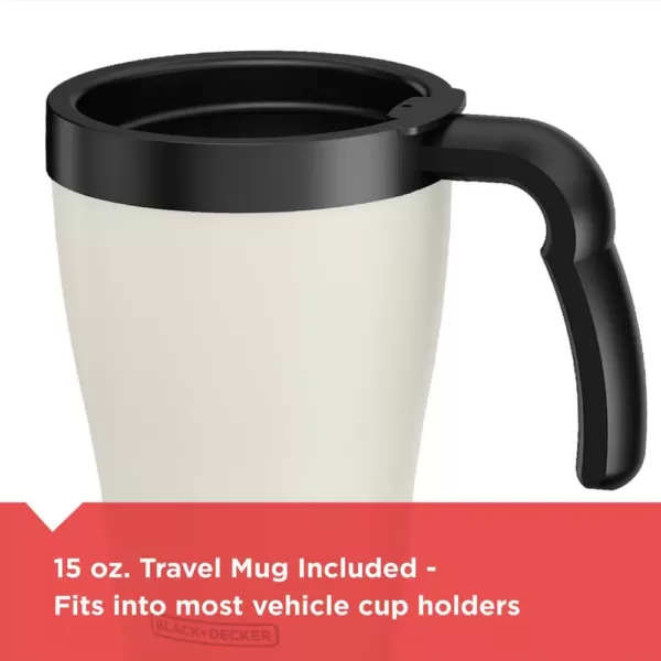 BLACK+DECKER Brew'n Go Black Single Serve Coffee Maker with Travel Mug