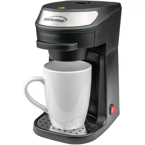 Brentwood 1-Cup Black Single-Serve Coffee Maker with Mug