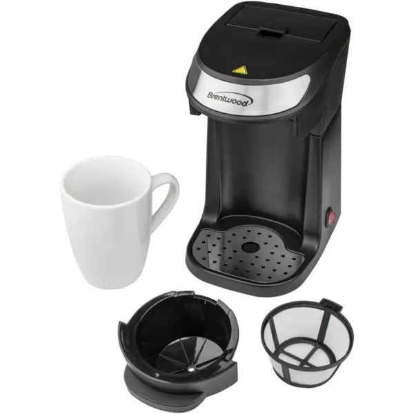 Brentwood 1-Cup Black Single-Serve Coffee Maker with Mug