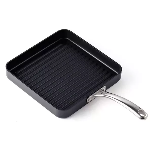 Cooks Standard 11 in. Hard-Anodized Aluminum Nonstick Grill Pan in Black