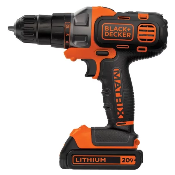 BLACK+DECKER 20-Volt MAX Lithium-Ion Cordless Matrix Drill/Driver with Battery 1.5Ah and Charger