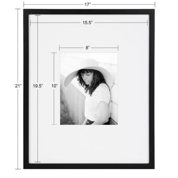 DesignOvation Gallery 16 in. x 20 in. matted to 8 in. x 10 in. Black Picture Frame