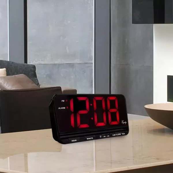 Equity by La Crosse Extra-Large 3 in. Red LED Electric Alarm Table Clock with HI/LO Settings