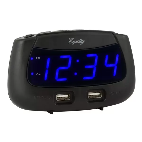 Equity by La Crosse 0.9 in. Blue LED Dual USB Digital Alarm Clock