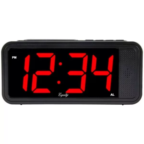Equity by La Crosse Red 1.8 in. LED Quick Set Electric Alarm Table Clock with HI/LO Dimmer