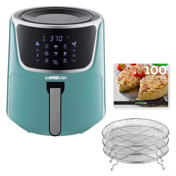 GoWISE USA 7 Qt. Mint Air Fryer with Dehydrator and 3-Stackable Racks with 8-Functions