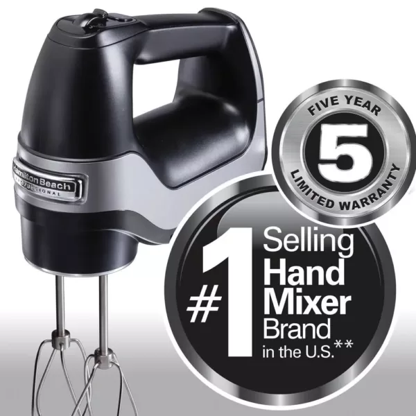 Hamilton Beach Professional 5-Speed Black Hand Mixer