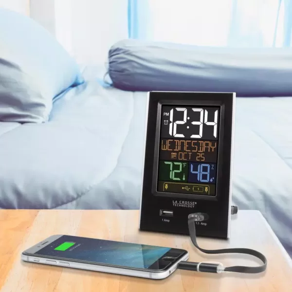 La Crosse Technology Desktop Dual USB Charging Clock with Alarm and Nap Timer