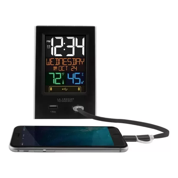 La Crosse Technology Desktop Dual USB Charging Clock with Alarm and Nap Timer