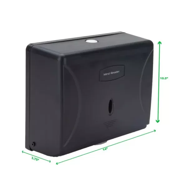 Mind Reader Wall Mounted Black Paper Towel Dispenser with Transparent Viewing Window