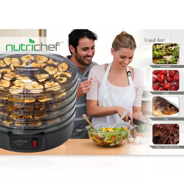 NutriChef 5-Tray Black Electric Countertop Food Dehydrator Food Preserver