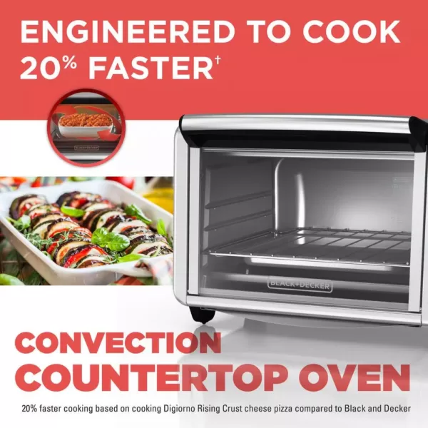 BLACK+DECKER 1500 W 6-Slice Black and Silver Convection Toaster Oven