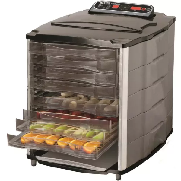 Weston 10-Tray Black and Silver Food Dehydrator with Temperature Display