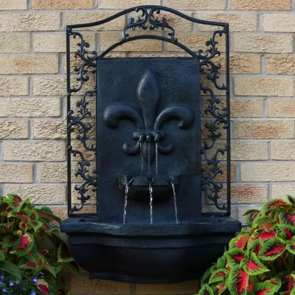 Sunnydaze Decor French Lily Lead Electric Powered Outdoor Wall Fountain