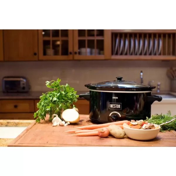 Weston 8 Qt. Black Slow Cooker with Locking Lid and Keep Warm Setting