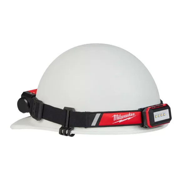 Milwaukee 600 Lumens LED USB Rechargeable Low-Profile Hard Hat Headlamp and 550 Lumens Rechargeable Pivoting Flood Light (2-Pack)