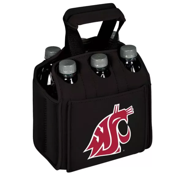 Picnic Time Washington State University Cougars 6-Bottles Black Beverage Carrier