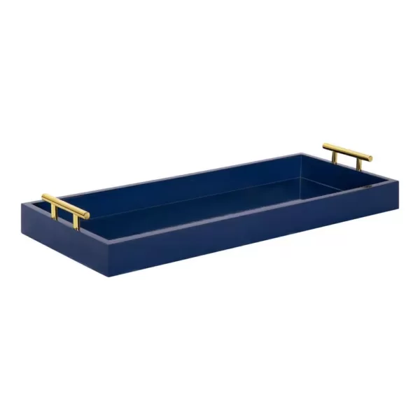 Kate and Laurel Lipton 10 in. x 24 in. Navy Blue Decorative Tray