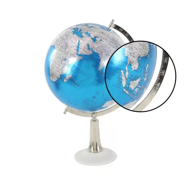 LITTON LANE 20 in. x 13 in. Modern Decorative Globe in Blue and Silver