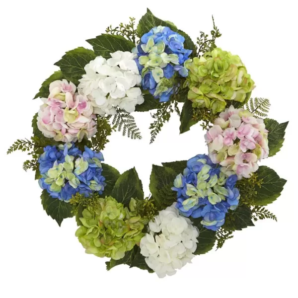 Nearly Natural 24 in. Hydrangea Wreath