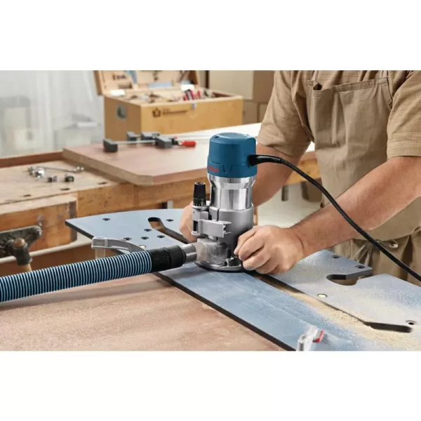 Bosch 12 Amp 2-1/4 HP Plunge and Fixed Base Corded Router Kit with Bonus Guide, Dust Extraction Hood and Adapter