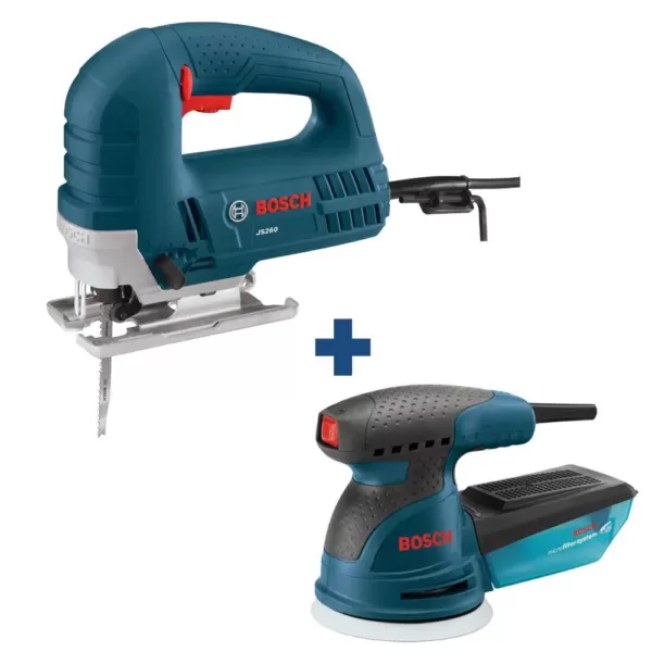 Bosch 6 Amp Corded Variable Speed Top-Handle Jig Saw Kit with Assorted Blades and Bonus 2.5 Amp 5 in. Corded Palm Sander