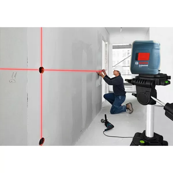 Bosch 30 ft. Self Leveling Cross Line Laser Level with Clamping Mount + Compact Tripod with Extendable Height