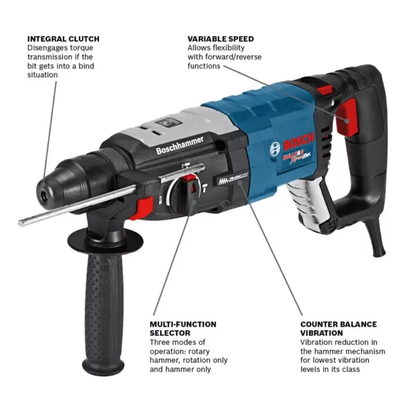 Bosch 8.5 Amp Corded 1-1/8 in. SDS-Plus Variable Speed Concrete/Masonry Rotary Hammer Drill with Carrying Case