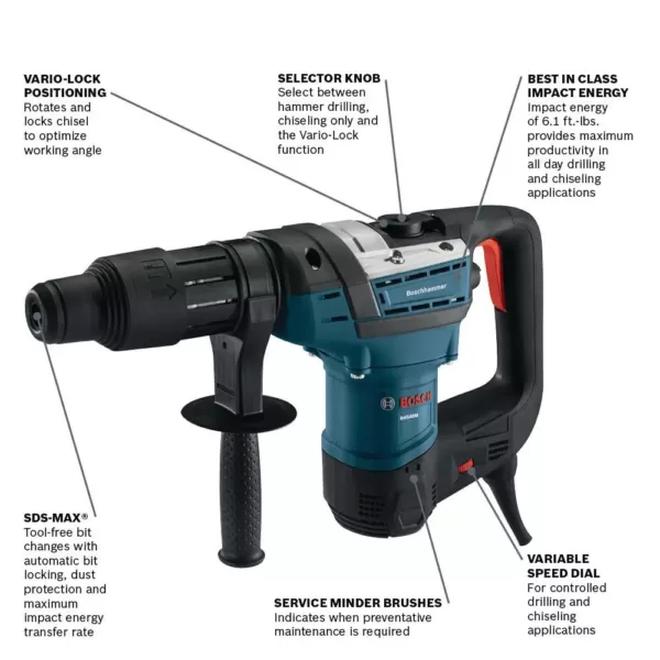 Bosch Factory Reconditioned 12 Amp Corded 1-9/16 in. Variable Speed SDS-Max Combination Rotary Hammer Drill with Carrying Case