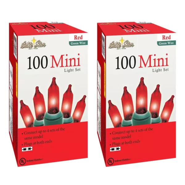 Brite Star 100-Light Red Mini Lights (Box of 2)