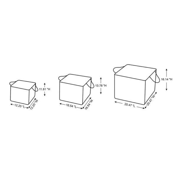 Glitzhome Natural/White Square Wicker Baskets (Set of 3)