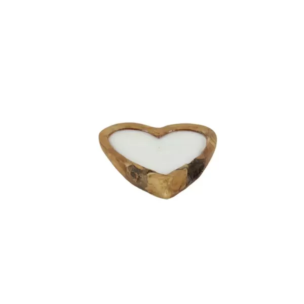LITTON LANE Large Heart-Shaped Unscented White Wax Candle