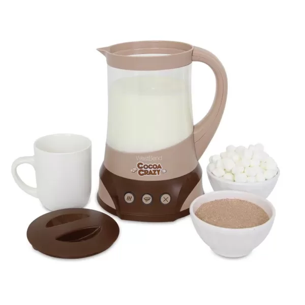 West Bend Cocoa Crazy 4-Cup Hot Beverage Machine 32 Oz. Brown with Removable Pitcher Easy Serving and Nonstick for Easy Cleanup