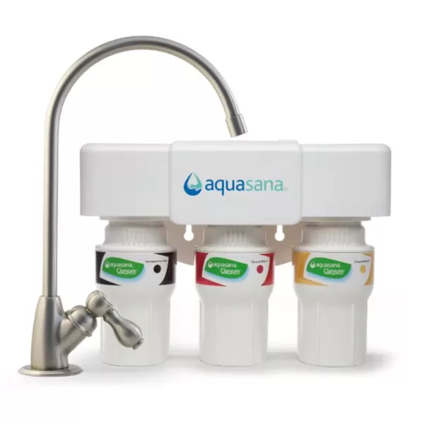 Aquasana 3-Stage Max Flow Under Counter Water Filtration System with Faucet in Brushed Nickel