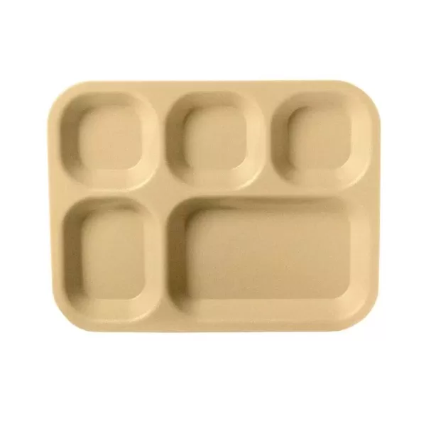 Carlisle 5 Compartment 13.75 in. x 10.63 in. Polycarbonate Cafeteria Tray in Tan (Case of 24)