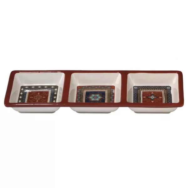 Certified International Monterrey 13.5 in. x 5 in. Multi-Colored 3-Section Relish Tray