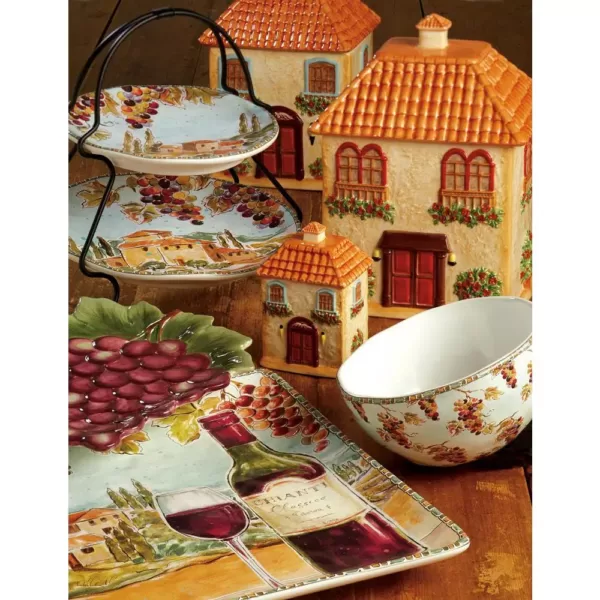 Certified International 12.5 in. Multi-Colored  Stoneware Tuscan Breeze Square Platter